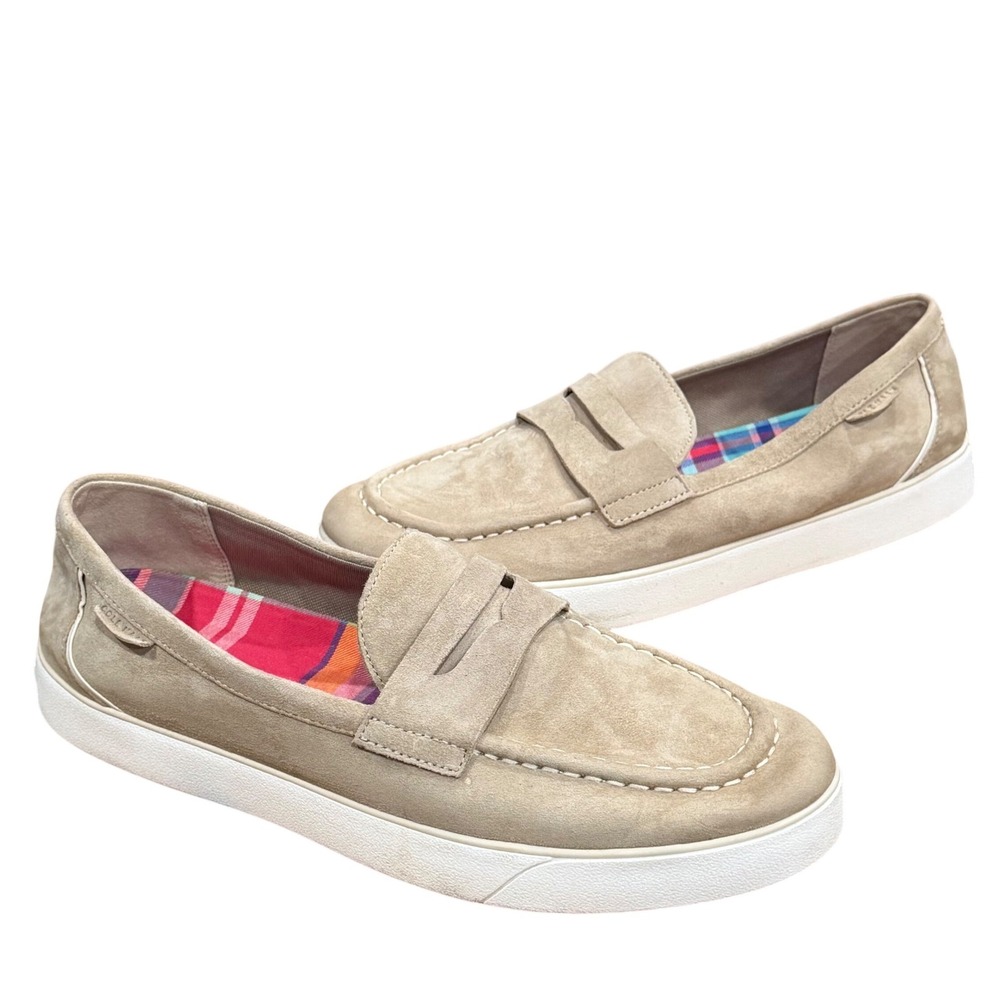Cole Haan Nantucket 2.0 Penny Loafers Womens 10.5 Beige Suede Light Academia